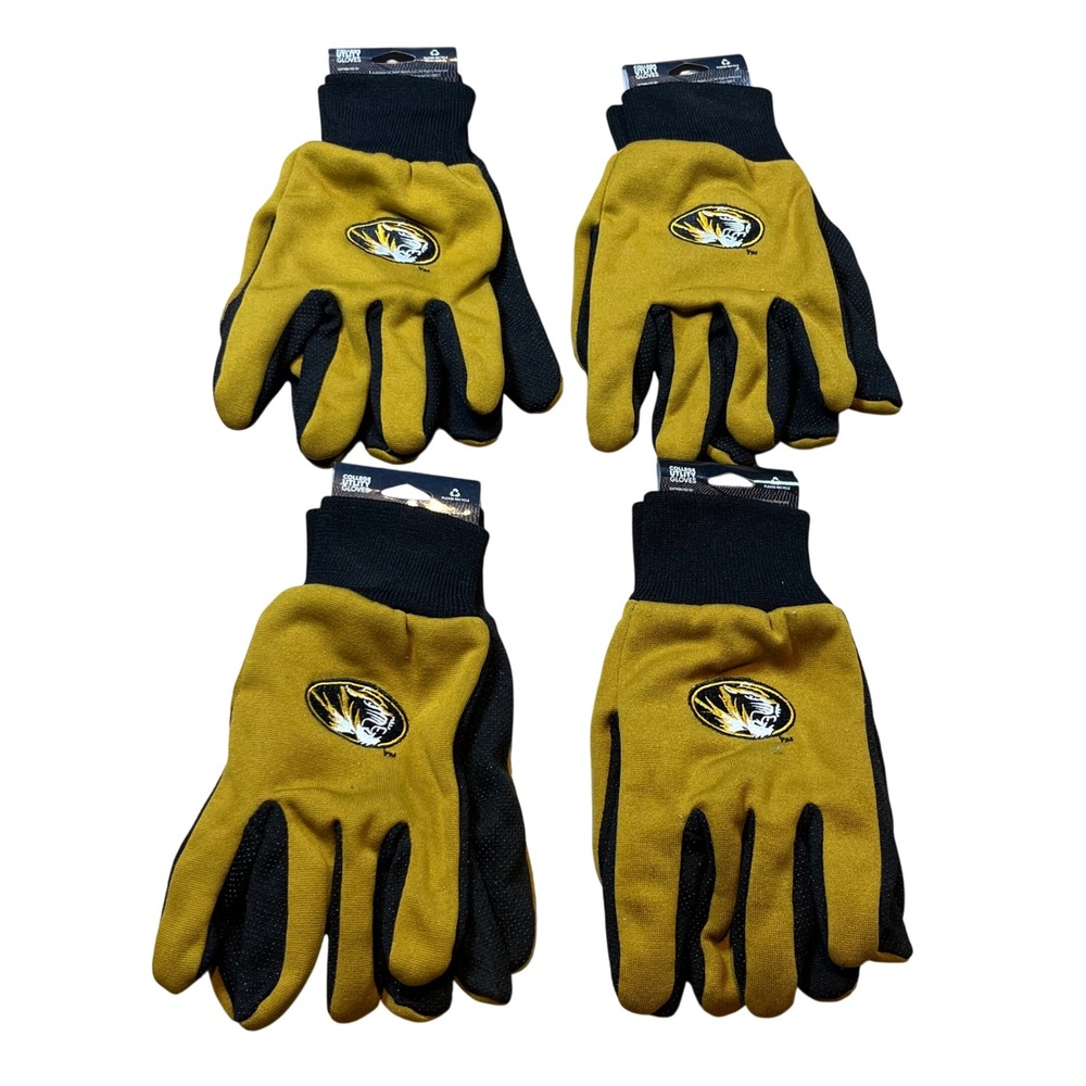 FOCO Missouri Tigers NCAA College Utility Gloves Gold Black Mizzou 4 Pairs‎ NEW